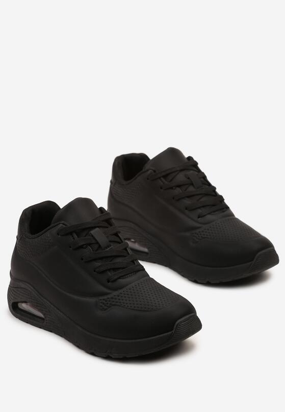 Czarne Sznurowane Sneakersy z Podeszwą Air z Ekoskóry Starpe