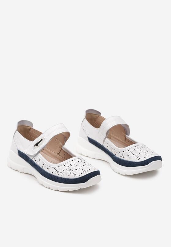 Pantofi casual Alb cu bleumarin 5