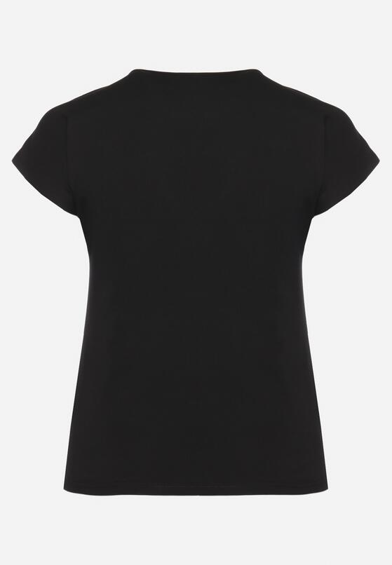 Czarny T-shirt z Krótkim Rękawem i Ozdobną Koronką Winneli 7