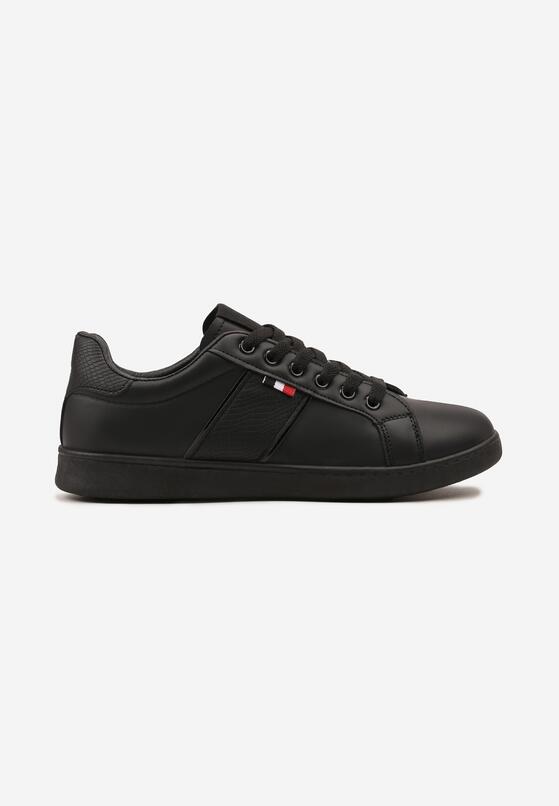 Czarne Buty Sportowe na Płaskiej Podeszwie ze Sznurowaniami Apalita 1