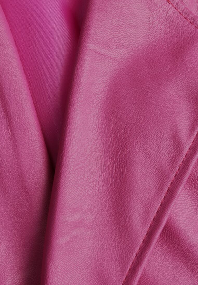 Fioletowa Marynarka o Pudełkowym Fasonie z Ekoskóry z Poduszkami w Ramionach Sunins 8