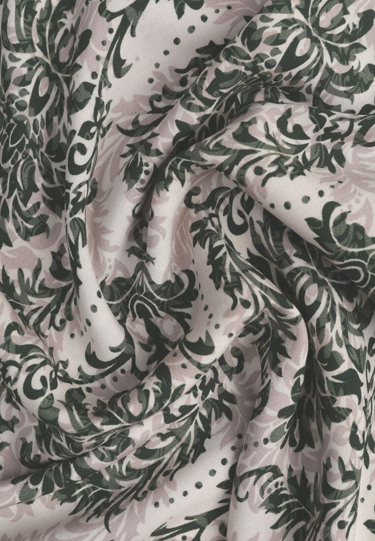 Beżowo-Zielona Rozkloszowana Sukienka z Bawełny bez Rękawów Horrilla 8