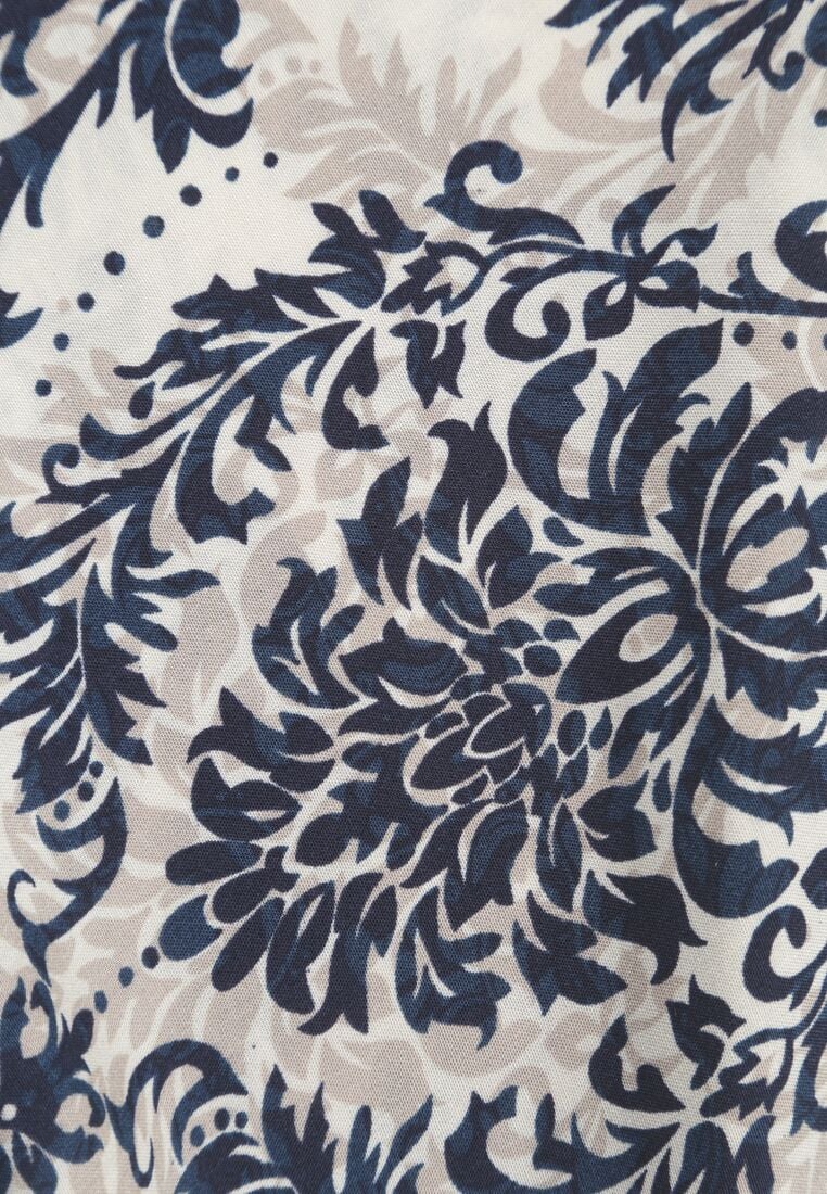 Beżowo-Granatowa Rozkloszowana Sukienka z Bawełny bez Rękawów Horrilla 8