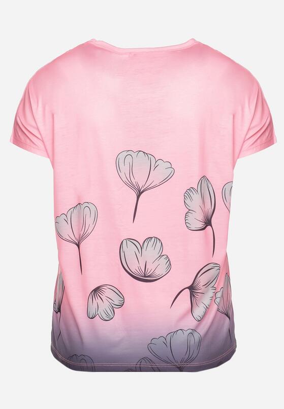 Różowy T-shirt z Krótkim Rękawem Ozdobiony Cyrkoniami Flovilla 7