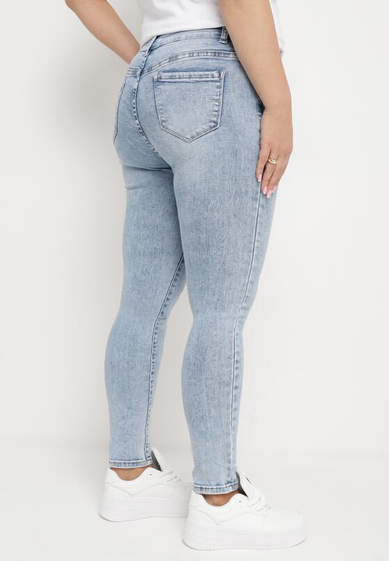 Niebieskie Jeansy Skinny z Wysokim Stanem i Kieszeniami Quelina 3