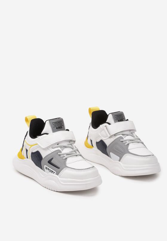 Biało-Niebieskie Buty Sportowe Sneakersy na Płaskiej Podeszwie na Rzep i ze Sznurowaniem z Ozdobnymi Wstawkami Fraestia 2