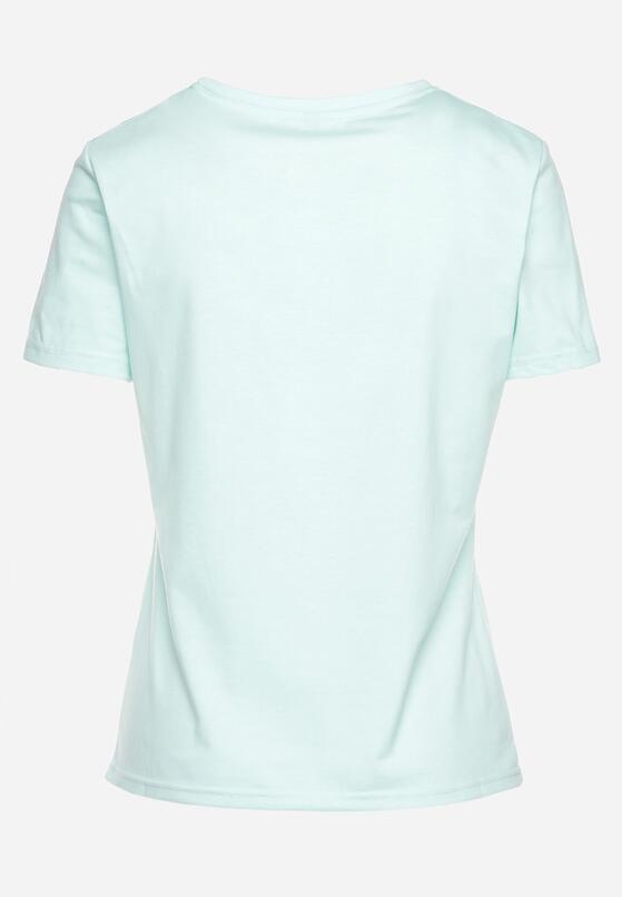 Miętowy Gładki T-shirt z Krótkim Rękawem Elldora 7