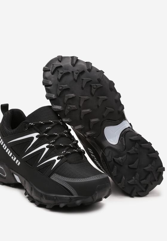 Czarno-Białe Sznurowane Buty Sportowe Sneakersy na Grubej Podeszwie Moalla 3