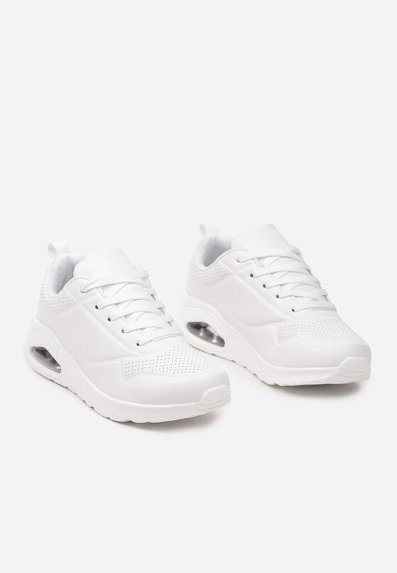 Białe Sneakersy przed Kostkę z Podeszwą Air i Perforacją Eloesie 5