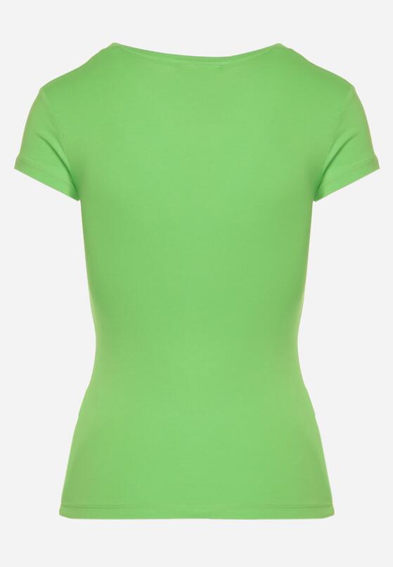 Jasnozielony Bawełniany T-shirt z Ozdobnym Nadrukiem Ianestra 7