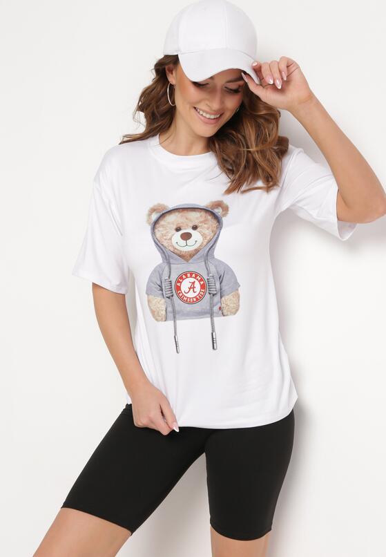 Czarny Komplet T-shirt z Ozdobnym Nadrukiem Szorty Typu Kolarki Wanesia 1