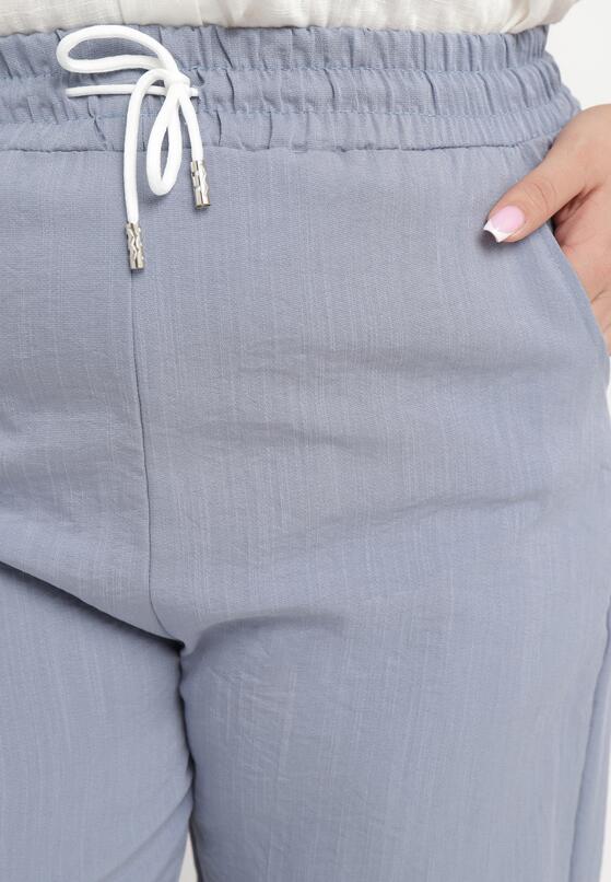Jasnoniebieskie Bawełniane Spodnie Dresowe Joggery ze Sznurkiem w Pasie i Ściągaczami Moalina 5