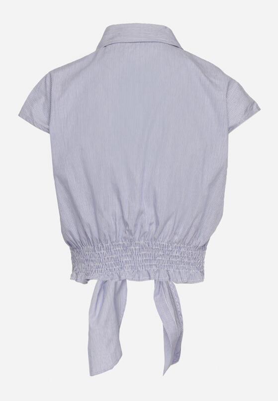 Niebieska  Bawełniana Koszula Wiązana na Dole i Zapinana na Guziki Binola 7