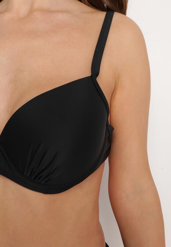 Czarne Bikini Dwuczęściowe Biustonosz Wiązany na Plecach i Marszczone Majtki z Wysokim Stanem Dolubia 4