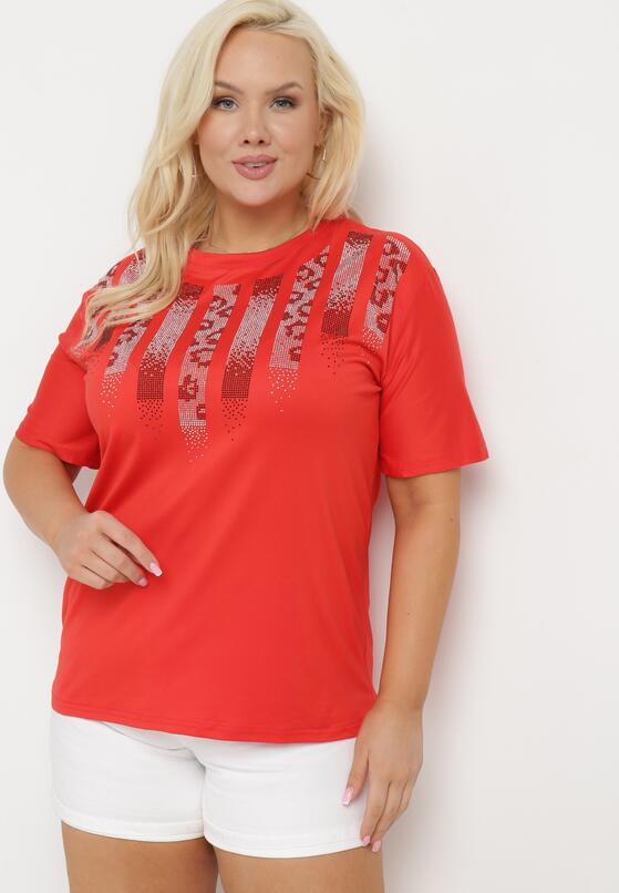 Czerwony T-shirt z Nadrukiem i Cyrkoniami Moarinas 1