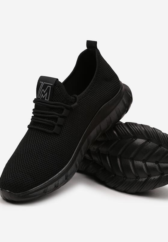 Czarno-Szare Sznurowane Buty Sportowe Sneakersy na Grubszej Podeszwie ze Skarpetkową Cholewką Reelia 3