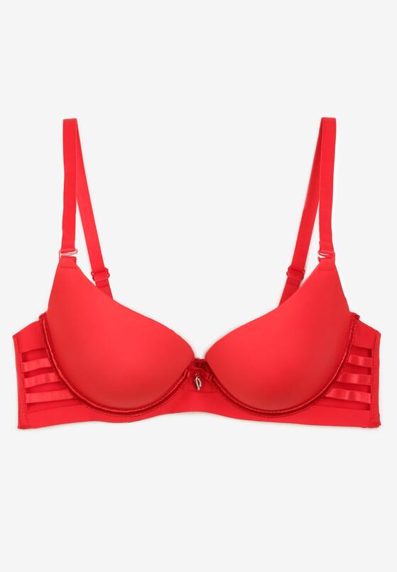 Czerwony Biustonosz Gładki z Efektem Push-Up i Wycięciami Roselily 5