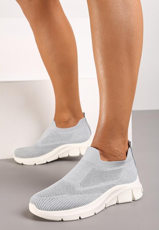 Szare Buty Sportowe Wsuwane ze Skarpetkową Cholewką Tiamelina 2