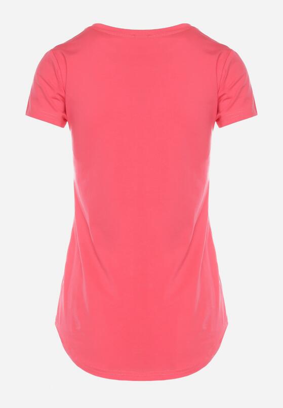 Różowy Klasyczny T-shirt z Bawełny Ozdobiony Nadrukiem Getantia 7