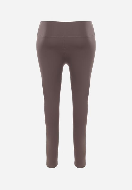 Ciemnobeżowe Legginsy z Wysokim Stanem i Gumką w Pasie Lovmalia 7