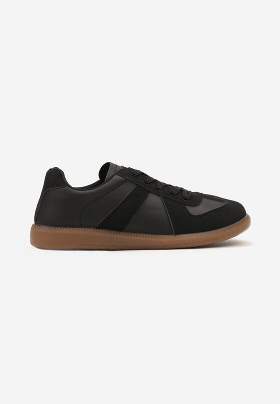 Czarne Sznurowane Sneakersy na Płaskiej Podeszwie z Ozdobnymi Elementami z Ekoskóry Eladora 4