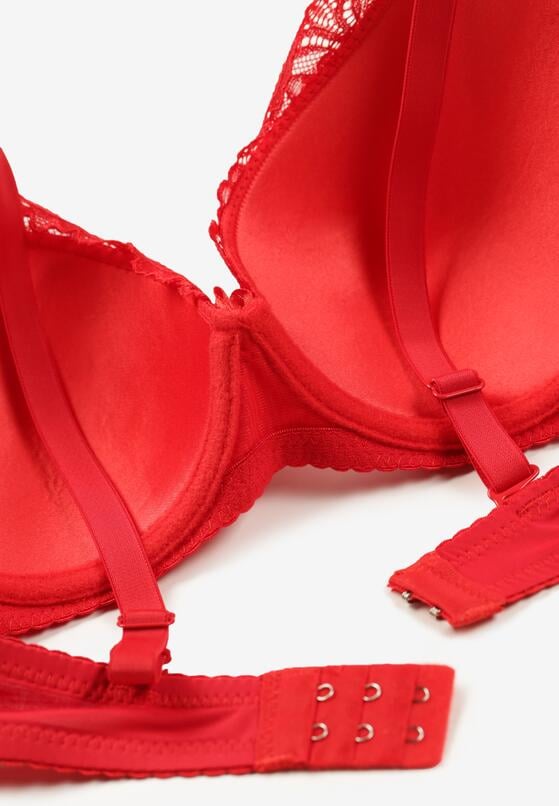 Czerwony Biustonosz Koronkowy Full Cup z Niewielką Kokardką Aelles 6