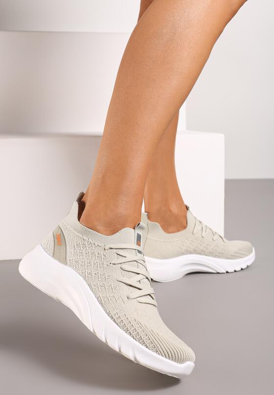 Beżowe Buty Sportowe z Elastyczną Cholewką Roetta 2