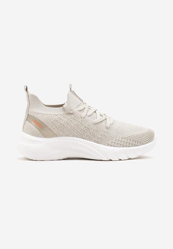 Beżowe Buty Sportowe z Elastyczną Cholewką Roetta 4