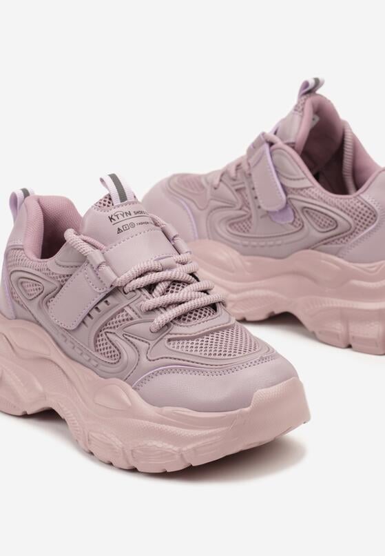 Fioletowe Buty Sportowe na Grubej Podeszwie ze Sznurowaniem Vikique 3