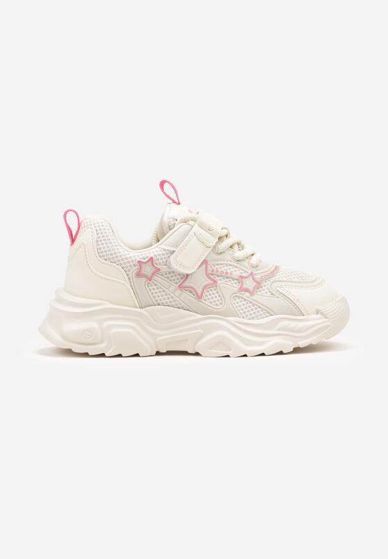 Beżowe Buty Sportowe Sneakersy z Gwizdkami i Tłoczoną Podeszwą Orretta 1