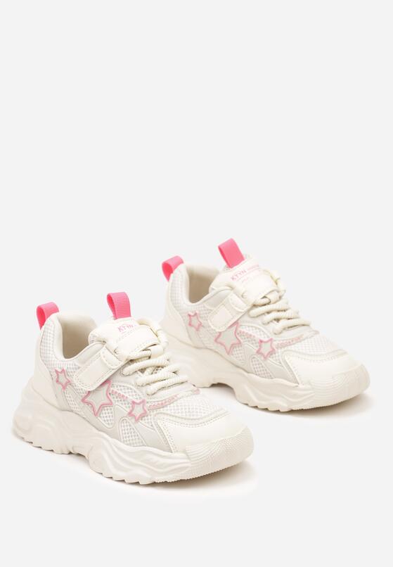 Beżowe Buty Sportowe Sneakersy z Gwizdkami i Tłoczoną Podeszwą Orretta 2