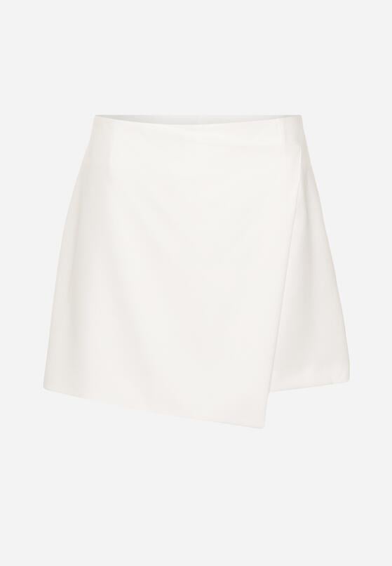 Białe Spódnico-Szorty z Wysokim Stanem Zapinane na Suwak Nestadella 6