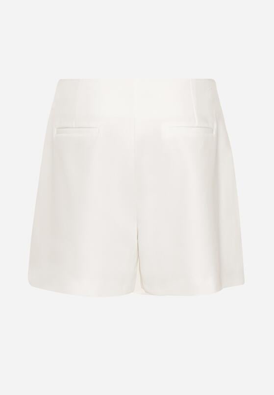 Białe Spódnico-Szorty z Wysokim Stanem Zapinane na Suwak Nestadella 7