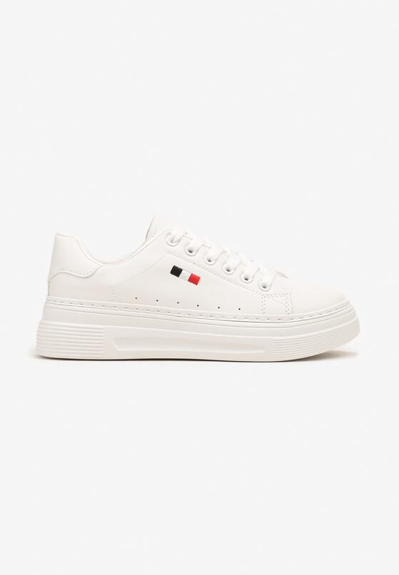 Białe Casualowe Sneakersy na Grubej Podeszwie z Metalicznymi Wstawkami Vailia 4