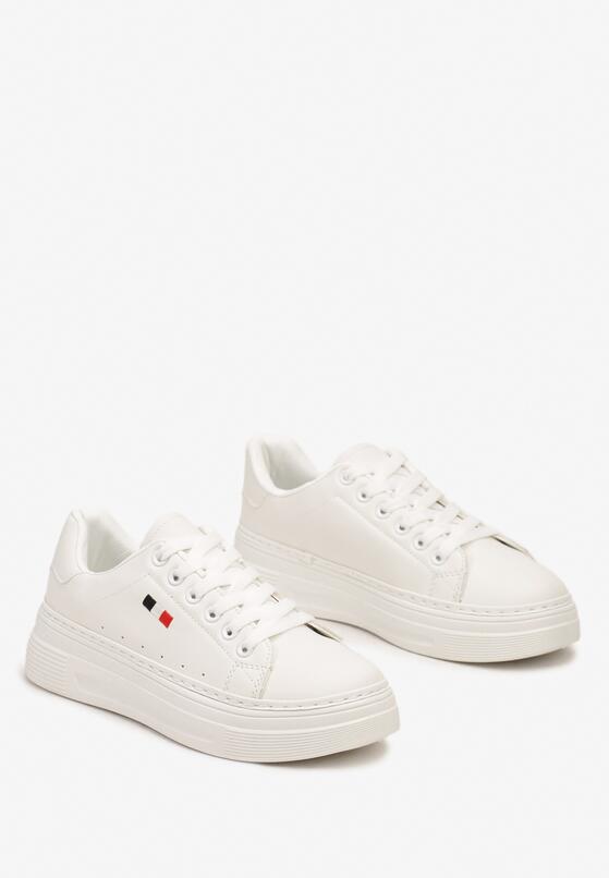 Białe Casualowe Sneakersy na Grubej Podeszwie z Metalicznymi Wstawkami Vailia 5
