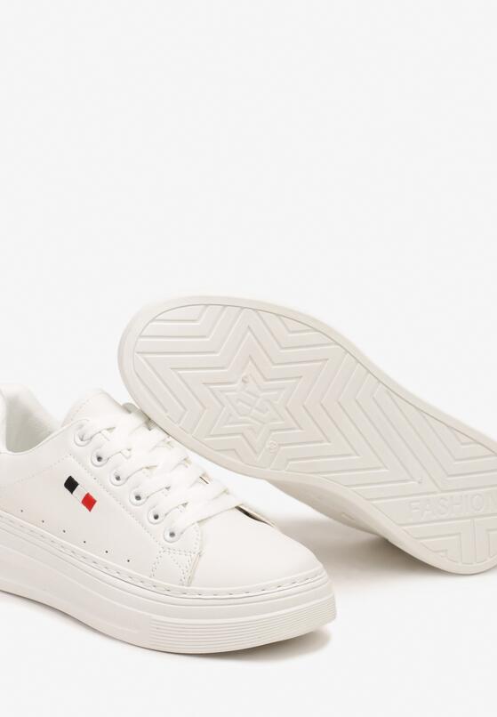 Białe Casualowe Sneakersy na Grubej Podeszwie z Metalicznymi Wstawkami Vailia 6