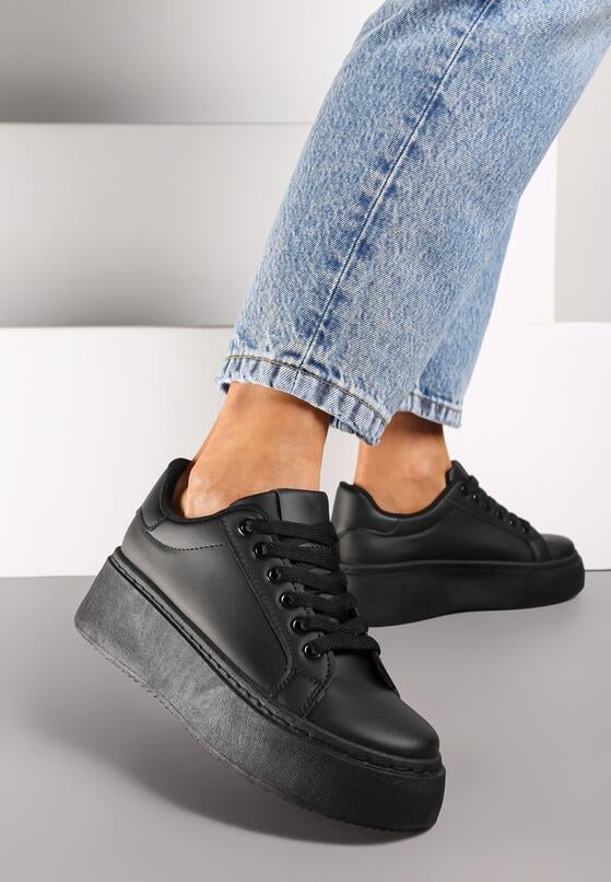 Czarne Casualowe Sneakersy na Grubej Podeszwie Tiadonia 3