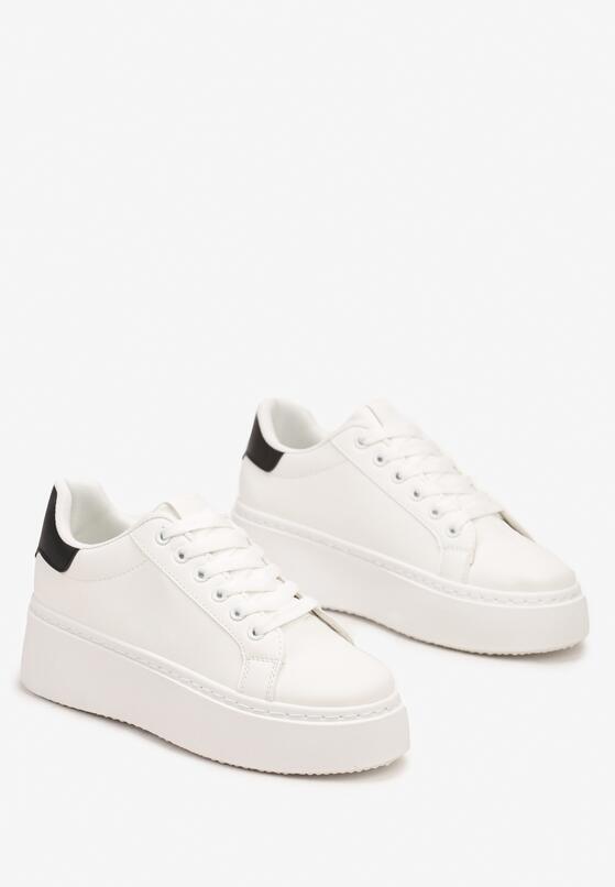 Biało-Czarne Casualowe Sneakersy na Grubej Podeszwie Tiadonia 6