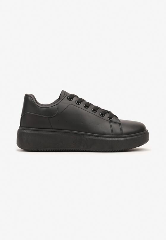 Czarne Klasyczne Sznurowane Sneakersy na Grubej Podeszwie Tiadorae 5