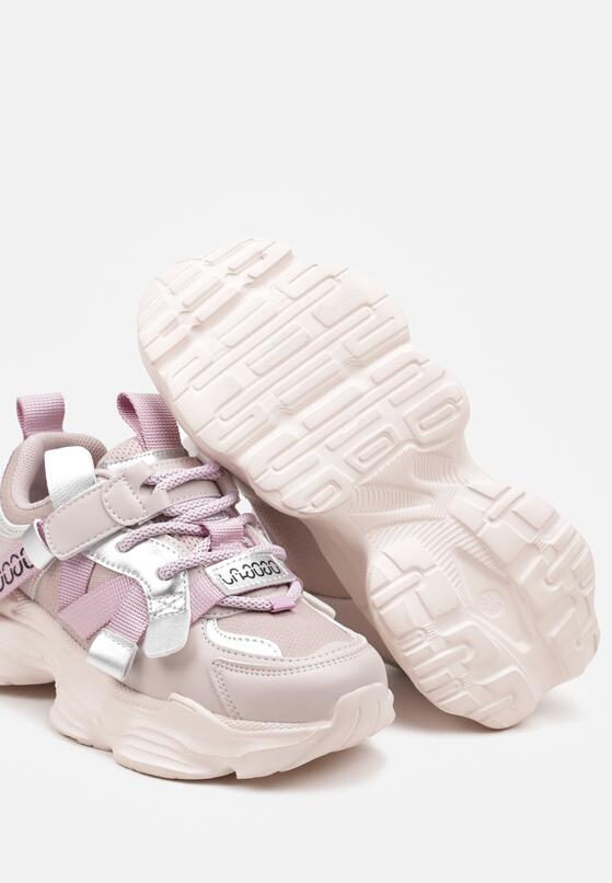 Różowe Buty Sportowe Sneakersy na Grubej Podeszwie Zapinane na Rzep ze Sznurowaniami Testella 3