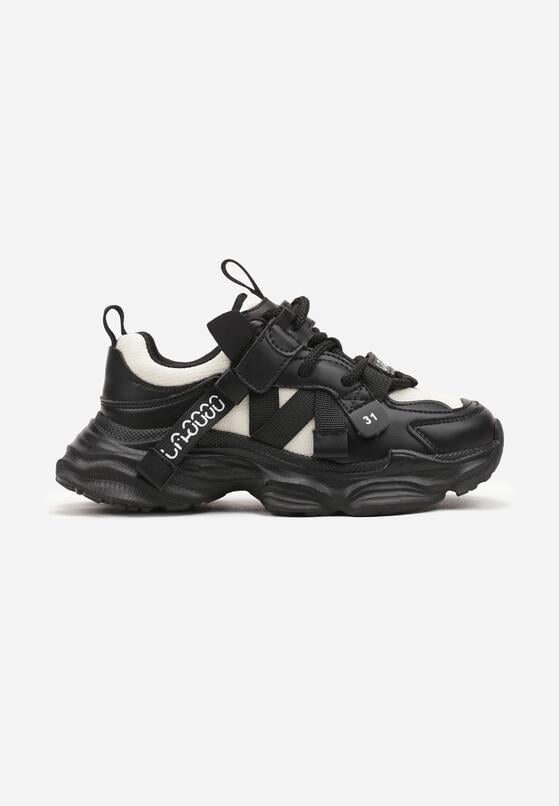 Czarne Buty Sportowe Sneakersy na Grubej Podeszwie Zapinane na Rzep ze Sznurowaniami Testella 1