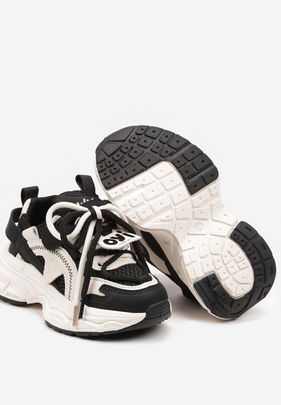 Czarno-Beżowe Buty Sportowe Sneakersy ze Sznurowaniami Testavie 3