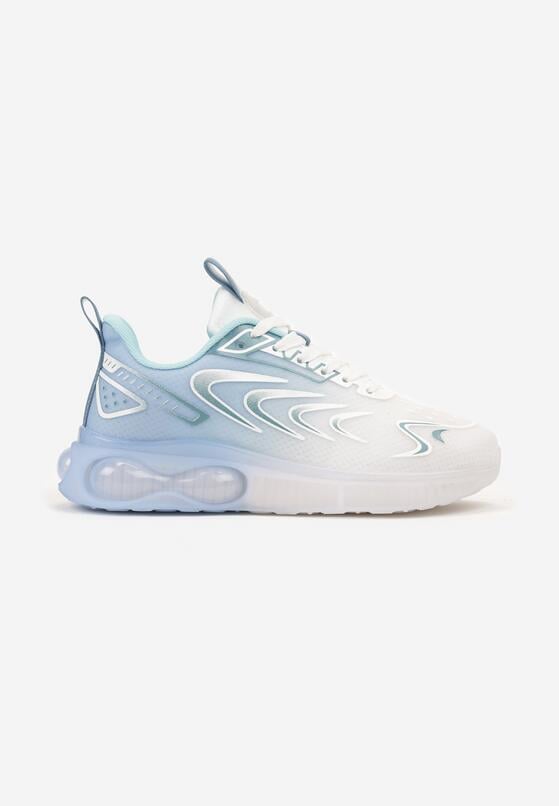 Biało-Niebieskie Płaskie Sznurowane Buty Sportowe Sneakersy Risanni 4