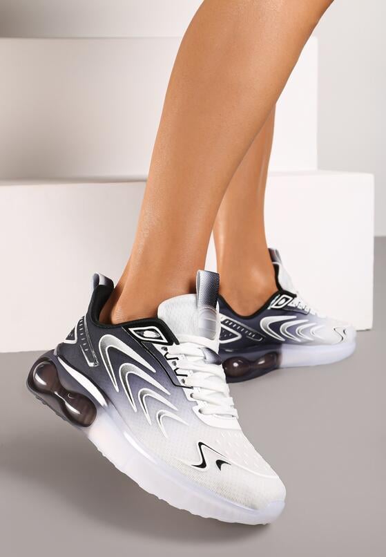 Biało-Czarne Płaskie Sznurowane Buty Sportowe Sneakersy Risanni 2