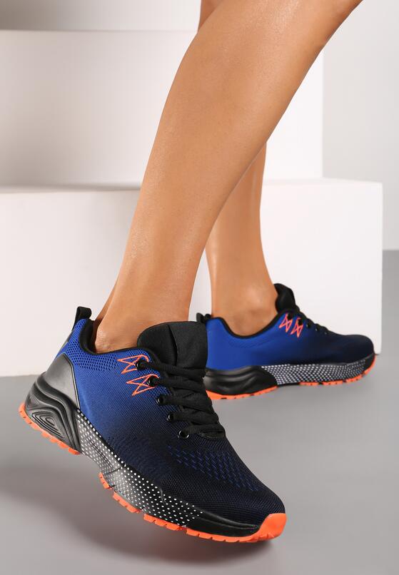 Granatowo-Niebieskie Płaskie Sznurowane Buty Sportowe Sneakersy Risavette 2