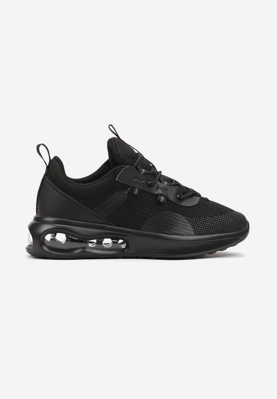 Czarne Sznurowane Buty Sportowe Sneakersy z Podeszwą Typu Air Risanda 4