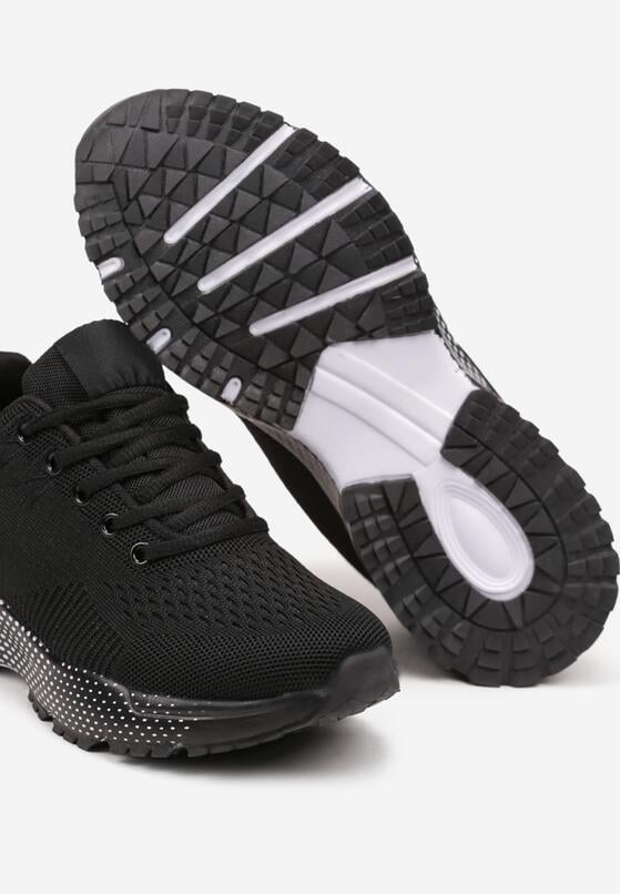 Czarne Buty Sportowe Sznurowane Sneakersy z Ozdobną Podeszwą Rishna 6
