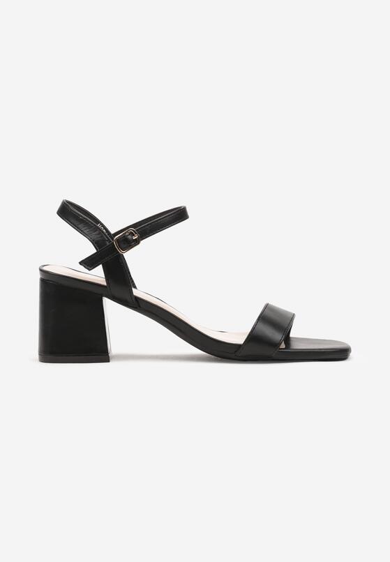 Czarne Klasyczne Sandały na Niskim Obcasie Testel 4
