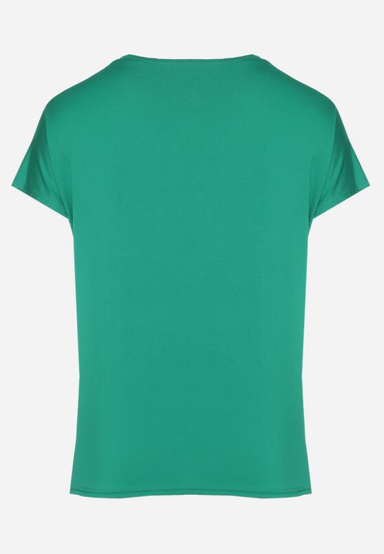 Zielony Klasyczny Bawełniany T-shirt Ozdobiony Cyrkoniami Christara 3