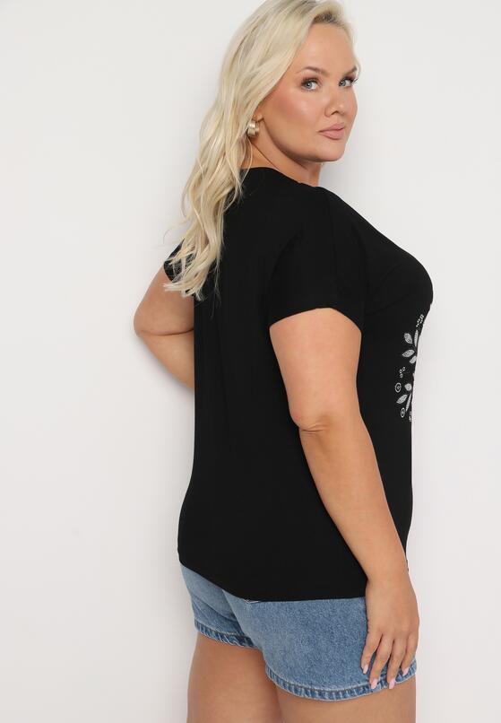Czarny Klasyczny Bawełniany T-shirt z Nadrukiem Wiloa 3